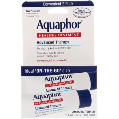 AQUAPHOR, HEALING OINTMENT, SKIN PROTECTANT, 2 TUBES, 0.35 OZ / 10g EACH