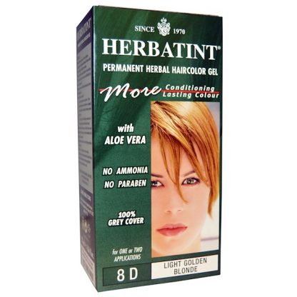 HERBATINT, PERMANENT HERBAL HAIRCOLOR GEL, 8D, LIGHT GOLDEN BLONDE, 4.56 FL OZ / 135ml