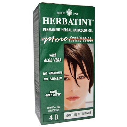 HERBATINT, PERMANENT HERBAL HAIRCOLOR GEL, 4D GOLDEN CHESTNUT, 4.56 FL OZ / 135ml