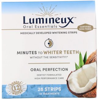 LUMINEUX ORAL ESSENTIALS, WHITENING STRIPS, 28 STRIPS + BONUS MOUTHWASH & TOOTHPASTE, 28 STRIPS