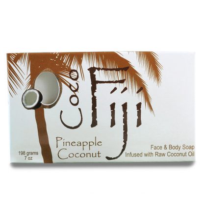 ORGANIC FIJI, ORGANIC FACE AND BODY COCONUT OIL SOAP BAR, PINEAPPLE COCONUT, 7 OZ / 198g