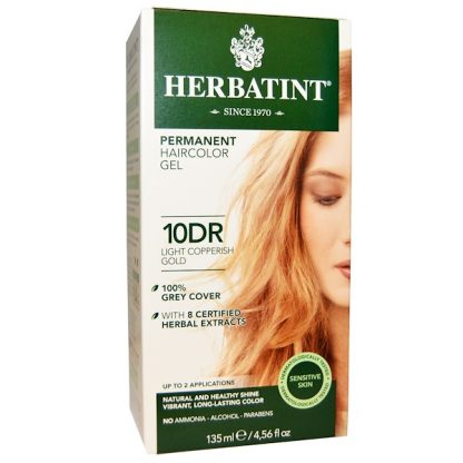 HERBATINT, PERMANENT HAIRCOLOR GEL, 10DR, LIGHT COPPERISH GOLD, 4.56 FL OZ / 135ml