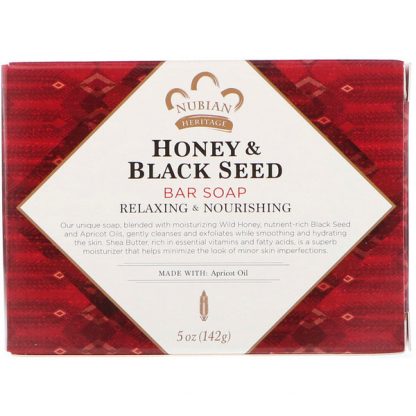 NUBIAN HERITAGE, HONEY & BLACK SEED BAR SOAP, 5 OZ / 142g