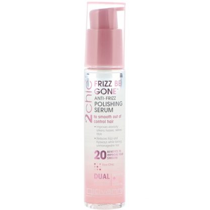 GIOVANNI, 2CHIC, FRIZZ BE GONE, ANTI-FRIZZ POLISHING SERUM, SHEA BUTTER + SWEET ALMOND OIL, 2.75 FL OZ / 81ml