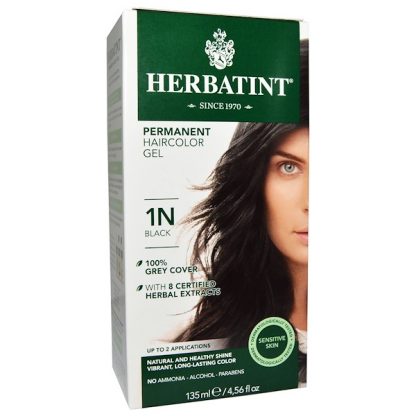 HERBATINT, PERMANENT HAIRCOLOR GEL, 1N, BLACK, 4.56 FL OZ / 135ml