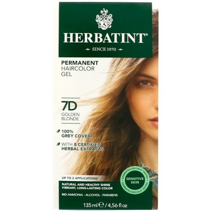 HERBATINT, PERMANENT HAIRCOLOR GEL, 7D, GOLDEN BLONDE, 4.56 FL OZ / 135ml