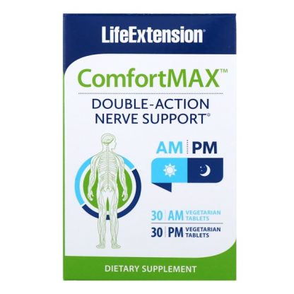 LIFE EXTENSION, COMFORTMAX, DOUBLE-ACTION NERVE SUPPORT, FOR AM & PM, 30 VEGETARIAN TABLETS EACH