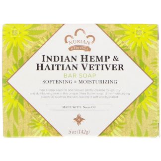 NUBIAN HERITAGE, INDIAN HEMP & HAITIAN VETIVER BAR SOAP, 5 OZ / 142g