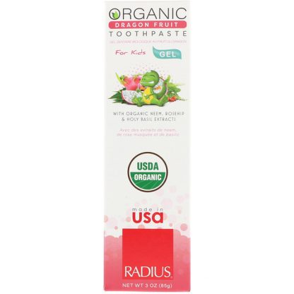 RADIUS, ORGANIC GEL TOOTHPASTE, FOR KIDS, DRAGON FRUIT, 3 OZ / 85g