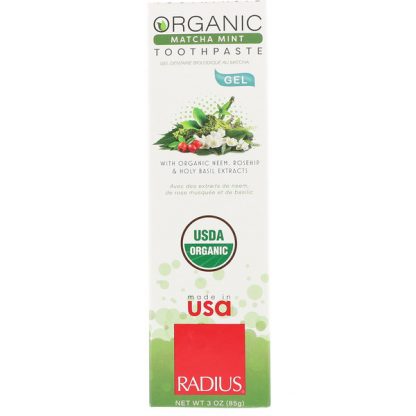 RADIUS, ORGANIC GEL TOOTHPASTE, MATCHA MINT, 3 OZ / 85g