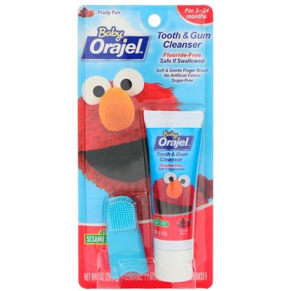 ORAJEL, ELMO TOOTH & GUM CLEANSER, FRUITY FUN, 3-24 MONTHS, 1 OZ / 28.3g