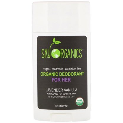 SKY ORGANICS, ORGANIC DEODORANT FOR HER, LAVENDER VANILLA, 2.5 OZ / 70g