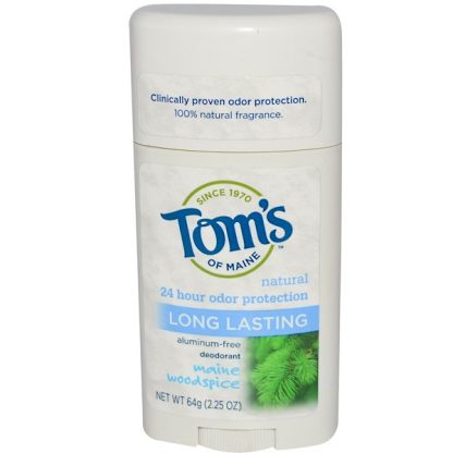 TOM'S OF MAINE, NATURAL LONG LASTING DEODORANT, ALUMINUM-FREE, MAINE WOODSPICE, 2.25 OZ / 64g