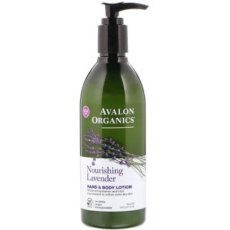 AVALON ORGANICS, HAND & BODY LOTION, NOURISHING LAVENDER, 12 OZ / 340g