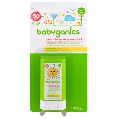 BABYGANICS, PURE MINERAL SUNSCREEN STICK, SPF 50+, 0.47 OZ / 13g