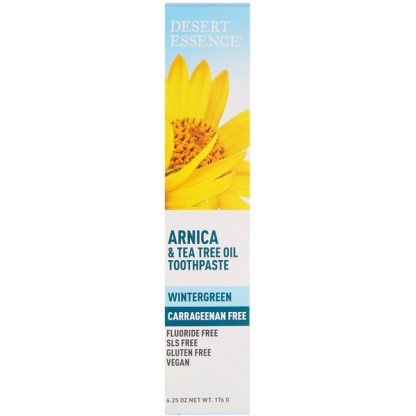 DESERT ESSENCE, ARNICA & TEA TREE OIL TOOTHPASTE, WINTERGREEN, 6.25 OZ / 176g