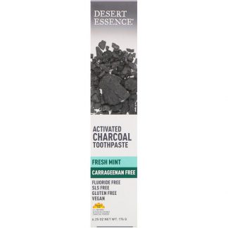 DESERT ESSENCE, ACTIVATED CHARCOAL TOOTHPASTE, FRESH MINT, 6.25 OZ / 176g