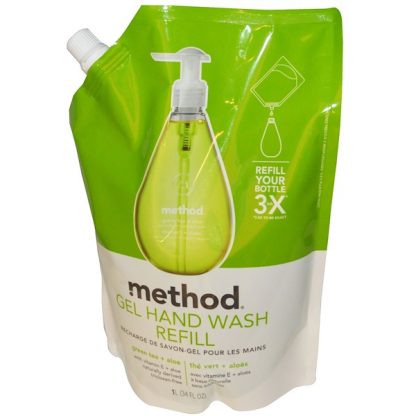 METHOD, GEL HAND WASH REFILL, GREEN TEA + ALOE, 34 FL OZ / 1 L)