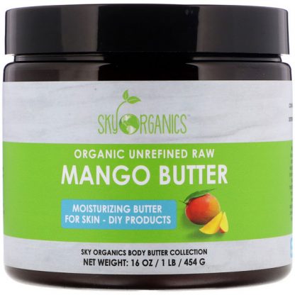 SKY ORGANICS, ORGANIC UNREFINED RAW, MANGO BUTTER, 16 OZ / 454g