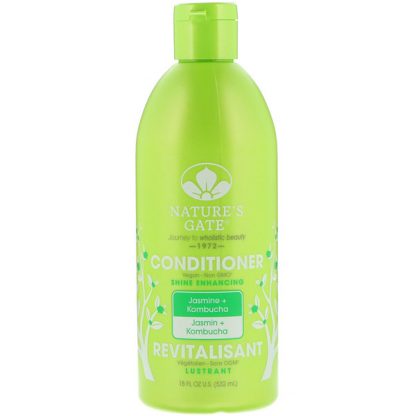 NATURE'S GATE, CONDITIONER, SHINE ENHANCING, JASMINE & KOMBUCHA, 18 FL OZ / 532ml