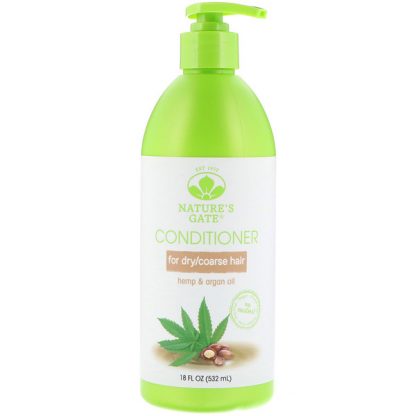 NATURE'S GATE, HEMP + ARGAN OIL CONDITIONER, FOR DRY/COARSE HAIR, 18 FL OZ / 532ml