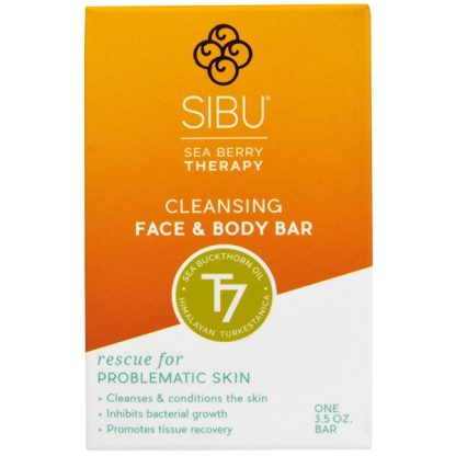 SIBU BEAUTY, SEA BERRY THERAPY, CLEANSING FACE AND BODY BAR, SEA BUCKTHORN OIL, T7, 3.5 OZ