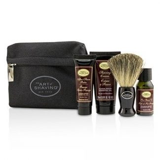 THE ART OF SHAVING STARTER KIT - SANDALWOOD: PRE SHAVE OIL + SHAVING CREAM + AFTER SHAVE BALM + BRUSH + BAG 4PCS + 1BAG