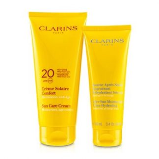 CLARINS SUNSET KIT: SUN CARE CREAM SPF 20 200ML/7OZ + AFTER SUN MOISTURIZER 100ML/3.4OZ 2PCS