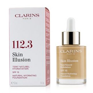 CLARINS SKIN ILLUSION NATURAL HYDRATING FOUNDATION SPF 15 # 112.3 SANDALWOOD 30ML/1OZ