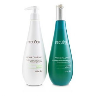 DECLEOR CARING BODY DUO : AROMA CLEANSE TONING SHOWER &AMP; BATH GEL 400ML + AROMA CONFORT MOISTURISING BODY MILK 400M 2PCS