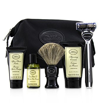 THE ART OF SHAVING THE FOUR ELEMENTS OF THE PERFECT SHAVE SET WITH BAG - UNSCENTED: PRE SHAVE OIL + SHAVE CRM + A/S BALM + BRUSH + RAZOR 5PCS+1BAG