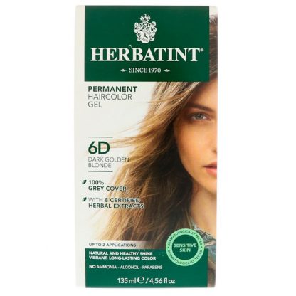 HERBATINT, PERMANENT HAIRCOLOR GEL, 6D, DARK GOLDEN BLONDE, 4.56 FL OZ / 135ml