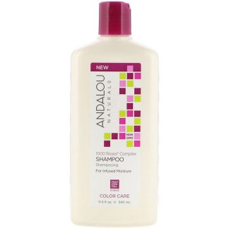 ANDALOU NATURALS, SHAMPOO, COLOR CARE, FOR INFUSED MOISTURE, 1000 ROSES COMPLEX, 11.5 FL OZ / 340ml