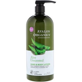 AVALON ORGANICS, HAND & BODY LOTION, ALOE UNSCENTED, 32 OZ / 907g