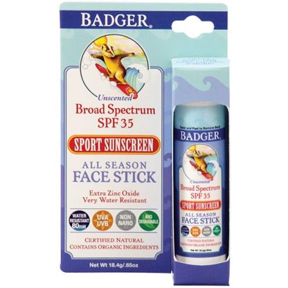 BADGER COMPANY, ALL SEASON FACE STICK, SPORT SUNSCREEN, SPF 35, UNSCENTED, .65 OZ / 18.4g