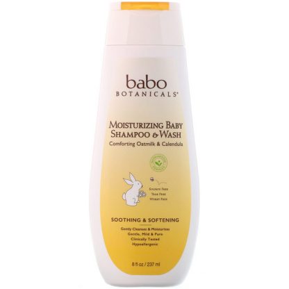 BABO BOTANICALS, MOISTURIZING BABY SHAMPOO & WASH, OATMILK & CALENDULA, 8 FL OZ / 237ml