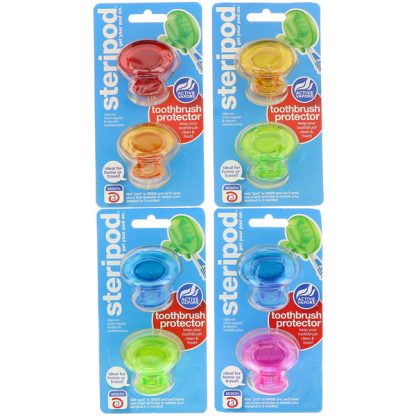 BONFIT AMERICA INC., STERIPOD, TOOTHBRUSH PROTECTOR, 4 PACK, 2 MULTI COLORS EACH