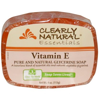 CLEARLY NATURAL, ESSENTIALS, PURE AND NATURAL GLYCERINE SOAP, VITAMIN E, 4 OZ / 113g