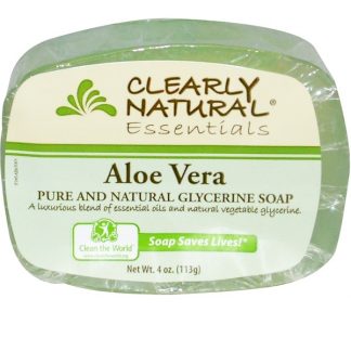 CLEARLY NATURAL, ESSENTIALS, PURE AND NATURAL GLYCERINE SOAP, ALOE VERA, 4 OZ / 113g