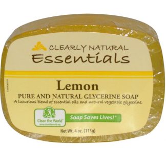 CLEARLY NATURAL, ESSENTIALS, PURE AND NATURAL GLYCERINE SOAP, LEMON, 4 OZ / 113g