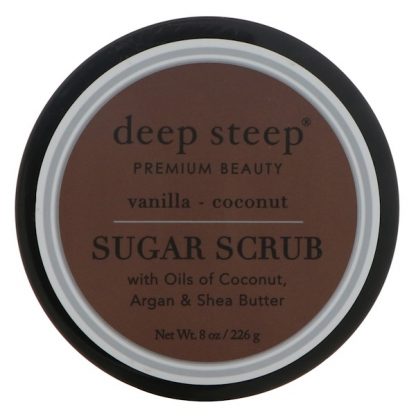 DEEP STEEP, SUGAR SCRUB, VANILLA - COCONUT, 8 OZ / 226g