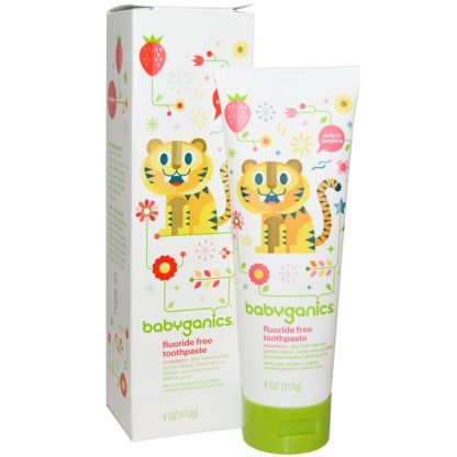 BABYGANICS, FLUORIDE FREE TOOTHPASTE, STRAWBERRY, 4 OZ / 113g