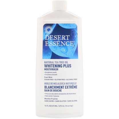 DESERT ESSENCE, WHITENING PLUS MOUTHWASH, COOL MINT, 16 FL OZ / 480ml