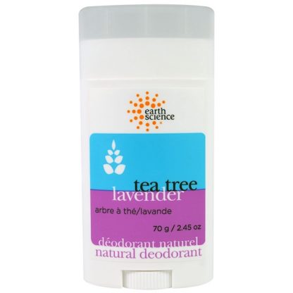 EARTH SCIENCE, NATURAL DEODORANT, TEA TREE, LAVENDER, 2.45 OZ / 70g