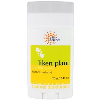 EARTH SCIENCE, NATURAL DEODORANT, LIKEN PLANT, HERBAL SCENT, 2.45 OZ / 70g
