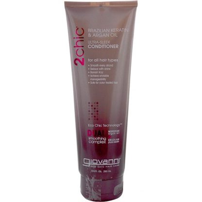 GIOVANNI, 2CHIC, ULTRA-SLEEK CONDITIONER, BRAZILIAN KERATIN & ARGAN OIL, 8.5 FL OZ / 250ml