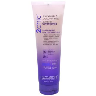 GIOVANNI, 2CHIC, REPAIRING CONDITIONER, FOR DAMAGED OVER PROCESSED HAIR, BLACKBERRY & COCONUT MILK, 8.5 FL OZ / 250ml