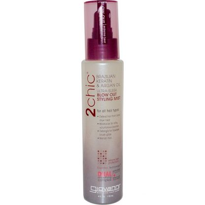 GIOVANNI, 2CHIC, BLOW OUT STYLING MIST, BRAZILIAN KERATIN & ARGAN OIL, 4 FL OZ / 118ml