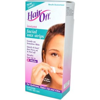 HAIR OFF, INSTANT FACIAL WAX STRIPS, 18 DOUBLE-SIDED STRIPS