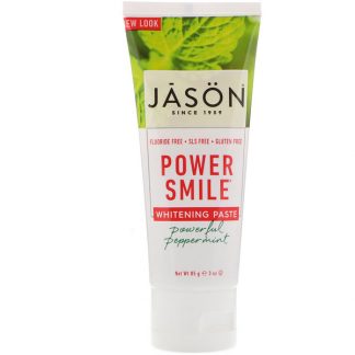 JASON NATURAL, POWER SMILE, WHITENING PASTE, POWERFUL PEPPERMINT, 3 OZ / 85g